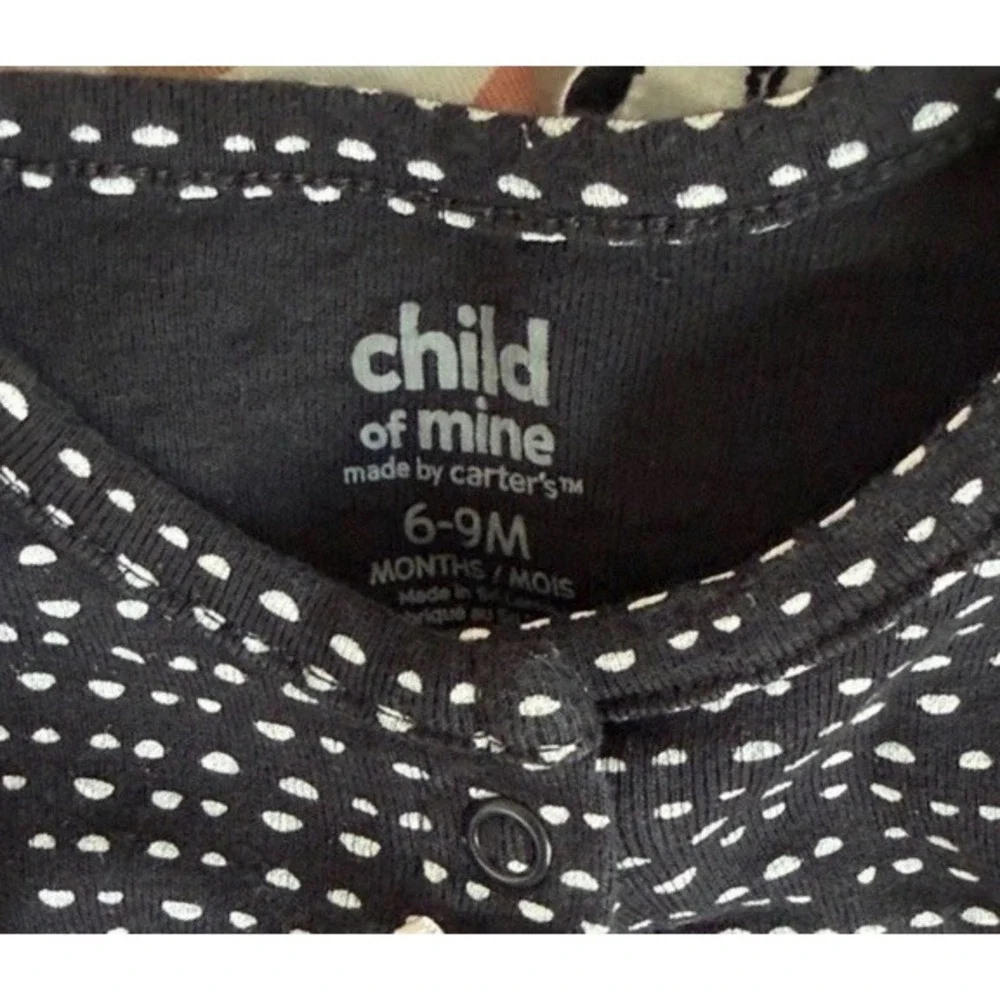 Carters Baby Girls 6-9 Months Long Sleeve Top Bundle Floral Animal Polka Dot 3pc